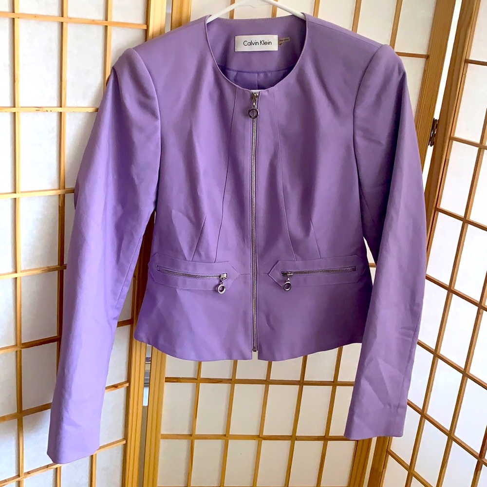 Calvin Klein Lavender Zip-Front Blazer Jacket